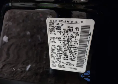 2009 Infiniti Fx35 from USA, damaged, VIN JNRAS18U79M104440